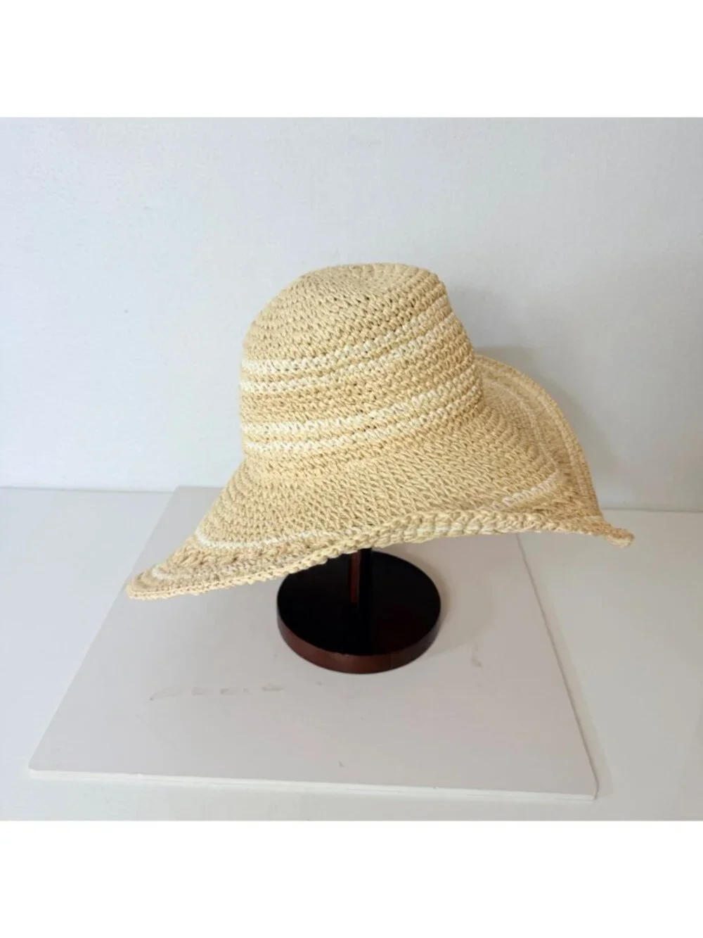 Summer Festival Sun Hat Open Weave Floppy Wide Brim Boho Beach Straw Travel
